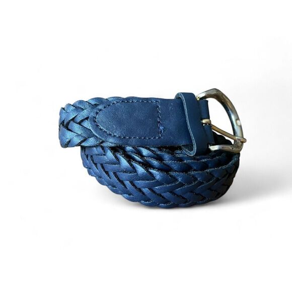 Navy Blue Genuine Leather Unisex Belt L (46 in) Excellent Condition - Picture 1 of 6